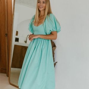 Seafoam Linen Princess Dress